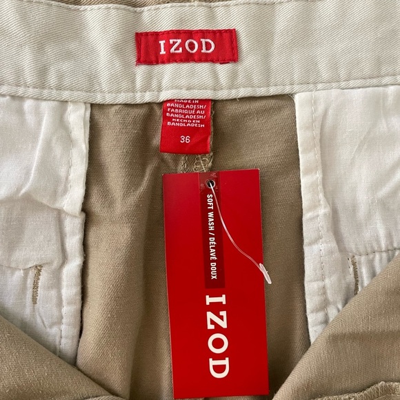 Izod Men's Tan Flat Front Shorts - Picture 13 of 13